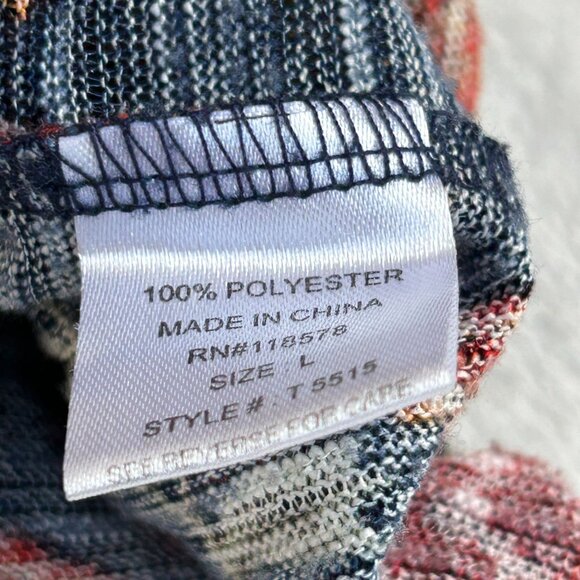 Haute Project Womens Floral Boho Bell Sleeve Cropped Top Blouse Large Navy/Red - Picture 4 of 8